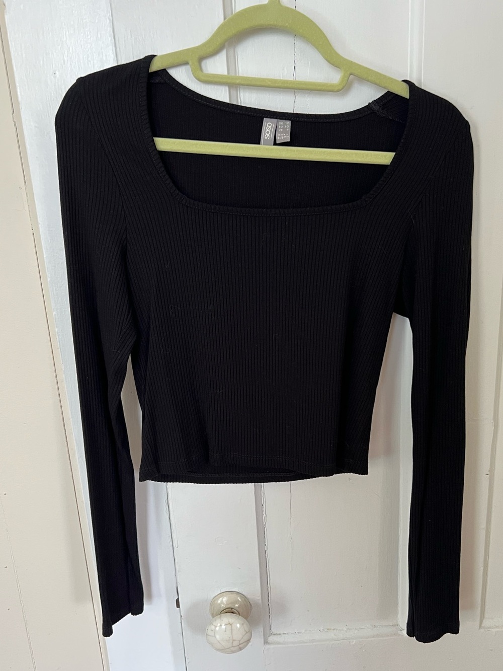 Square Neck Cropped Long Sleeve Shirt